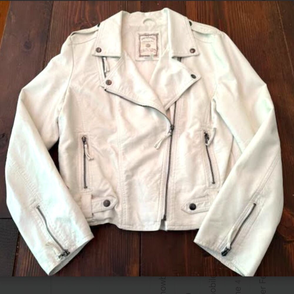 NEW Women's Paparazzi White Faux Leather Jacket Coat Biker Jacket Extra Large